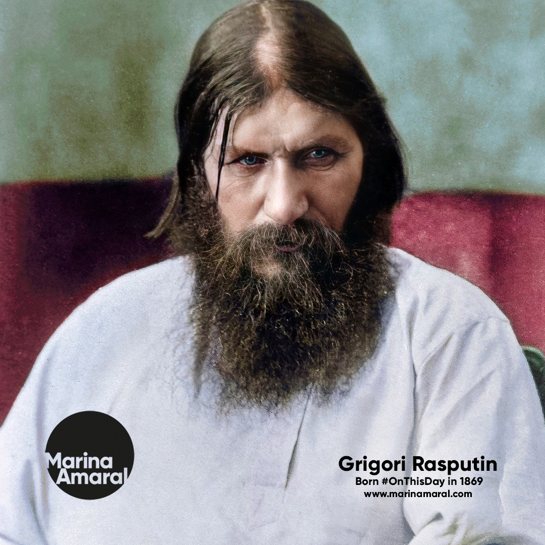 Colorized by me: Grigori Rasputin was born  #OnThisDay in 1869, in Pokrovskoye. He was a Russian mystic and self-proclaimed holy man who befriended the family of Nicholas II, the last emperor of Russia, and gained considerable influence in late imperial Russia.