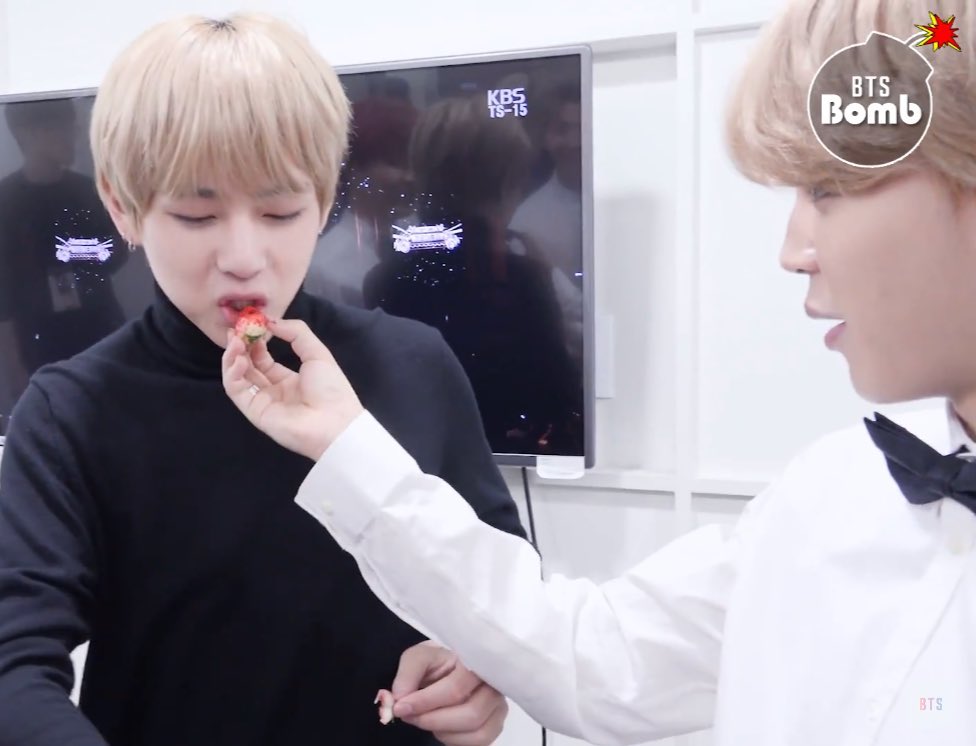 Jimins goal every Taehyung day is too feed him a strawberry