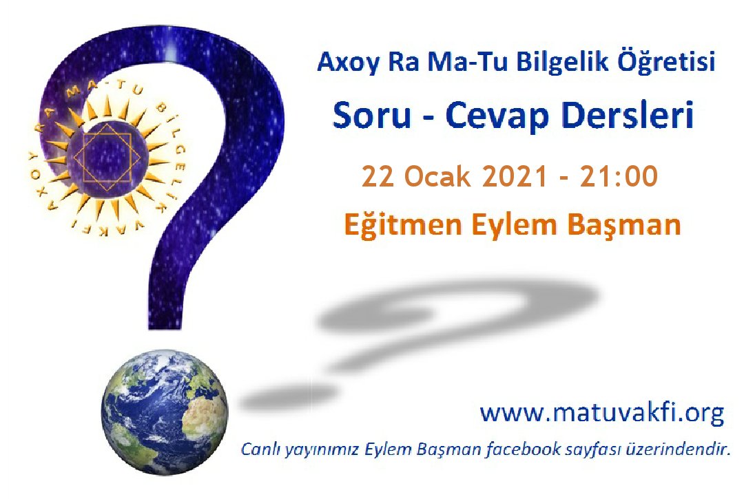 AxoyRaMatuVakfi's tweet photo. 22 Ocak  2021 Cuma günü Üstademiz Eylem Başman saat 21:00'de sizlerden gelecek soruları cevaplayacağı bir ders işleyecektir.
Soracağınız soruları Messenger'dan ya da bu gönderinin altına ders başlama saatine kadar iletebilirsiniz. Facebook linkimiz; https://t.co/pac8NNL9yt https://t.co/o4Wk2P5q3n