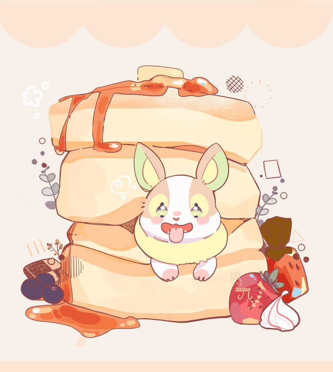 yamper no humans tongue food pokemon (creature) tongue out pancake fruit  illustration images