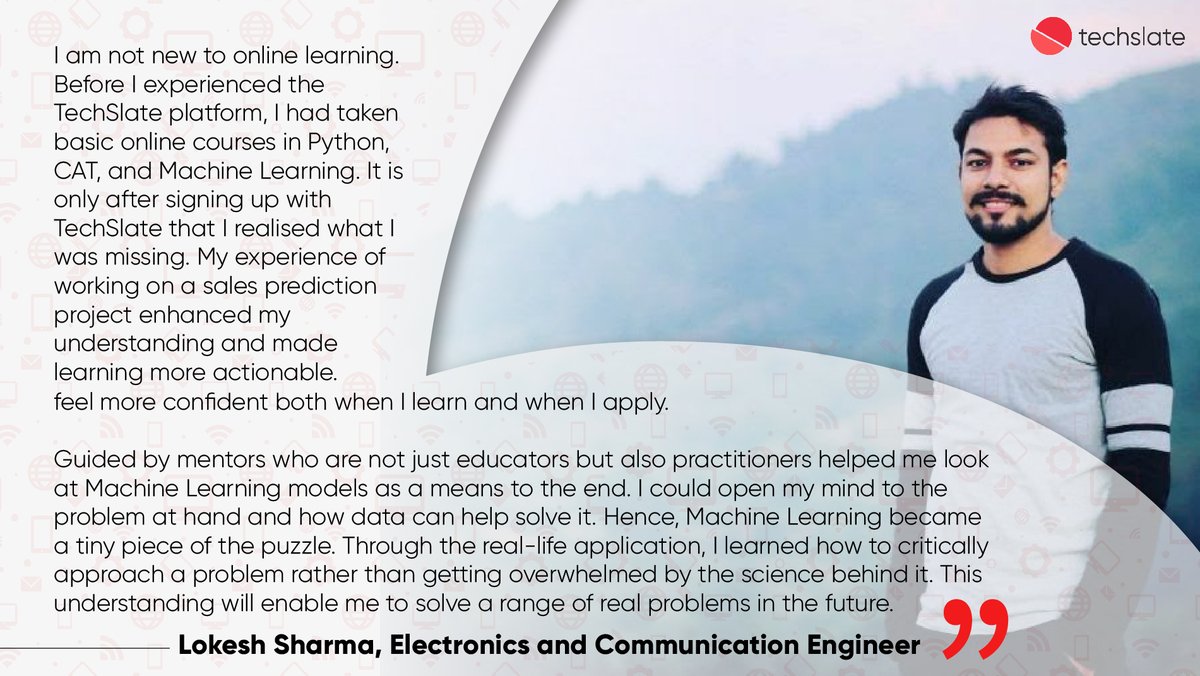 TechSlate_'s tweet image. "Through the real-life application, I learned how to critically approach a problem rather than getting overwhelmed by the science behind it."