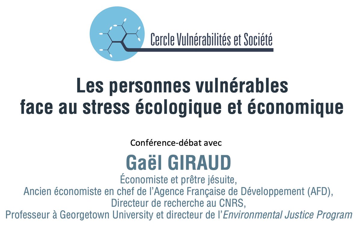 CercleVS's tweet photo. Très heureux de recevoir ce soir @GaelGiraud_CNRS pour échanger avec lui sur le thème "Les personnes vulnérables face au stress économique et écologique". https://t.co/BKubQSSYSE