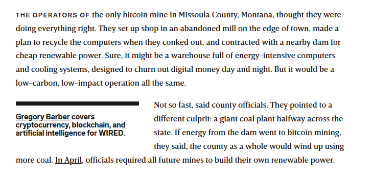A lot of ppl have been saying that the figures are wrong because renewables. It is true that there are a lot of assumptions, all the way down. Truth is nobody knows exactly.But even renewables is complicated, unless farms use their own off-grid plants... https://www.wired.com/story/bitcoins-climate-impact-global-cures-local/