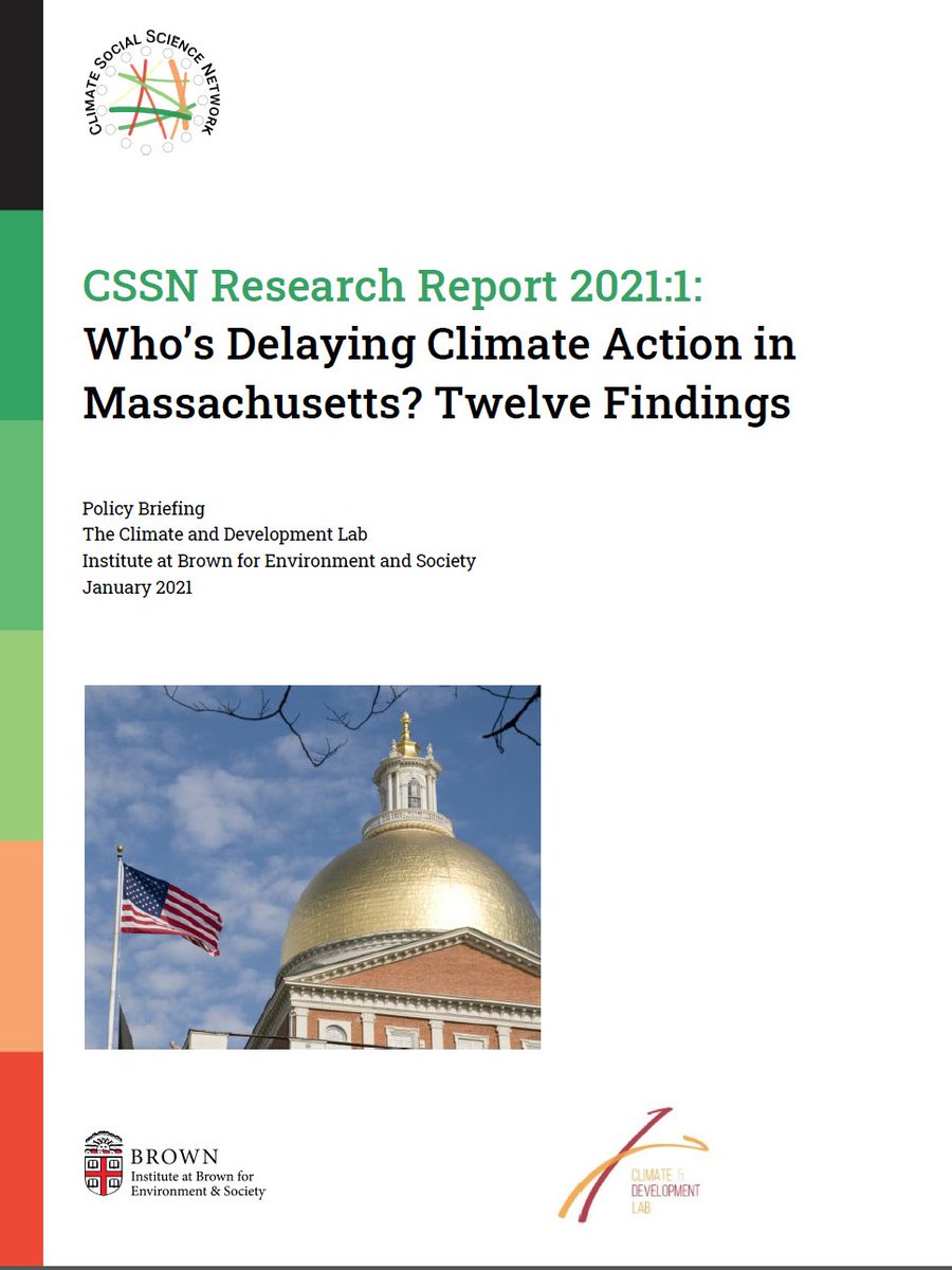 Who's delaying climate action in the U.S. states? Here's a thread about our brand new report on thousands of pieces of legislative testimony and lobbying in a state that by rights should be leading.  https://www.cssn.org/new-cssn-report-whos-delaying-climate-action-in-massachusetts-twelve-findings/