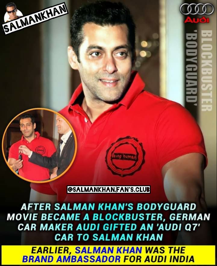 ☆☆-'#SalmanKhan Extensively
Used the Audi Q5 And #AudiA8L in
The #Bodyguard Movie Which
Emerged As The Highest Grosser
Of 2011..😎🤔🥰
::-:
#Sallu #BhaiJaan #Salman_Sir 💗