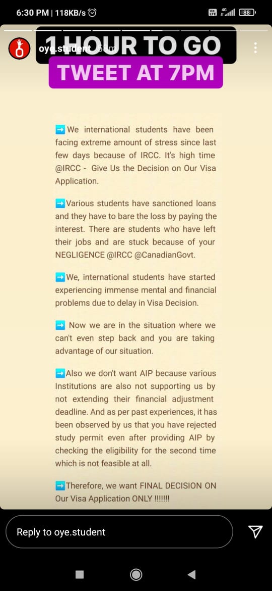 _bhavya45's tweet photo. #justiceforstudents
#wakeupircc
#Notfaircanada
#Giveusdecisions
@CitImmCanada
@CP24  @timesofindia @CBCAlerts @nadirypatel @CanadainIndia @CitImmCanada @MEAIndia @DrSJaishankar @narendramodi https://t.co/M98i5FYvVp