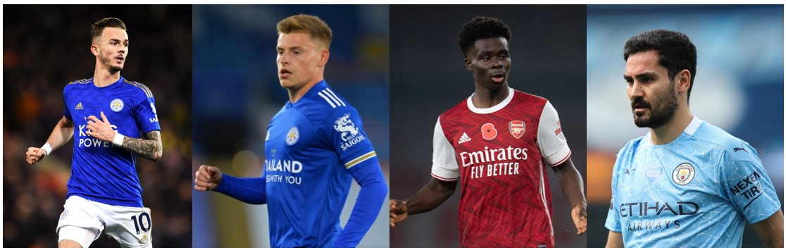 Comparison ThreadMaddison & Barnes most points OverallAll 4 fairly equalbut Gundo noGündo best PPGSaka best PPMGündo best Last 5Maddison most pts Last 3Gündo most direct/threat Last 3Saka most direct/threat overallBarnes most BC overall6/7