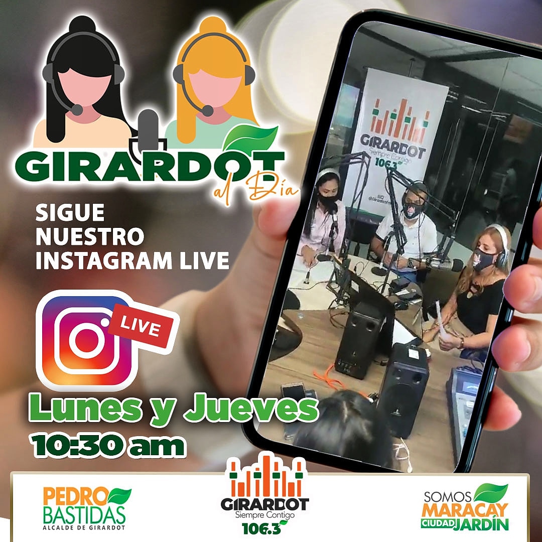 Sintonizanos Hoy! por Radio <a href="/GirardotFM/">Radio Girardot 106.3 FM</a> 106. 3 FM "Siempre Contigo" tendremos una entrevista con La Presidenta de Mercagir María José Rojas, estaremos conversando acerca de los avances del plan de reorganización de la economía informal en su segunda etapa.