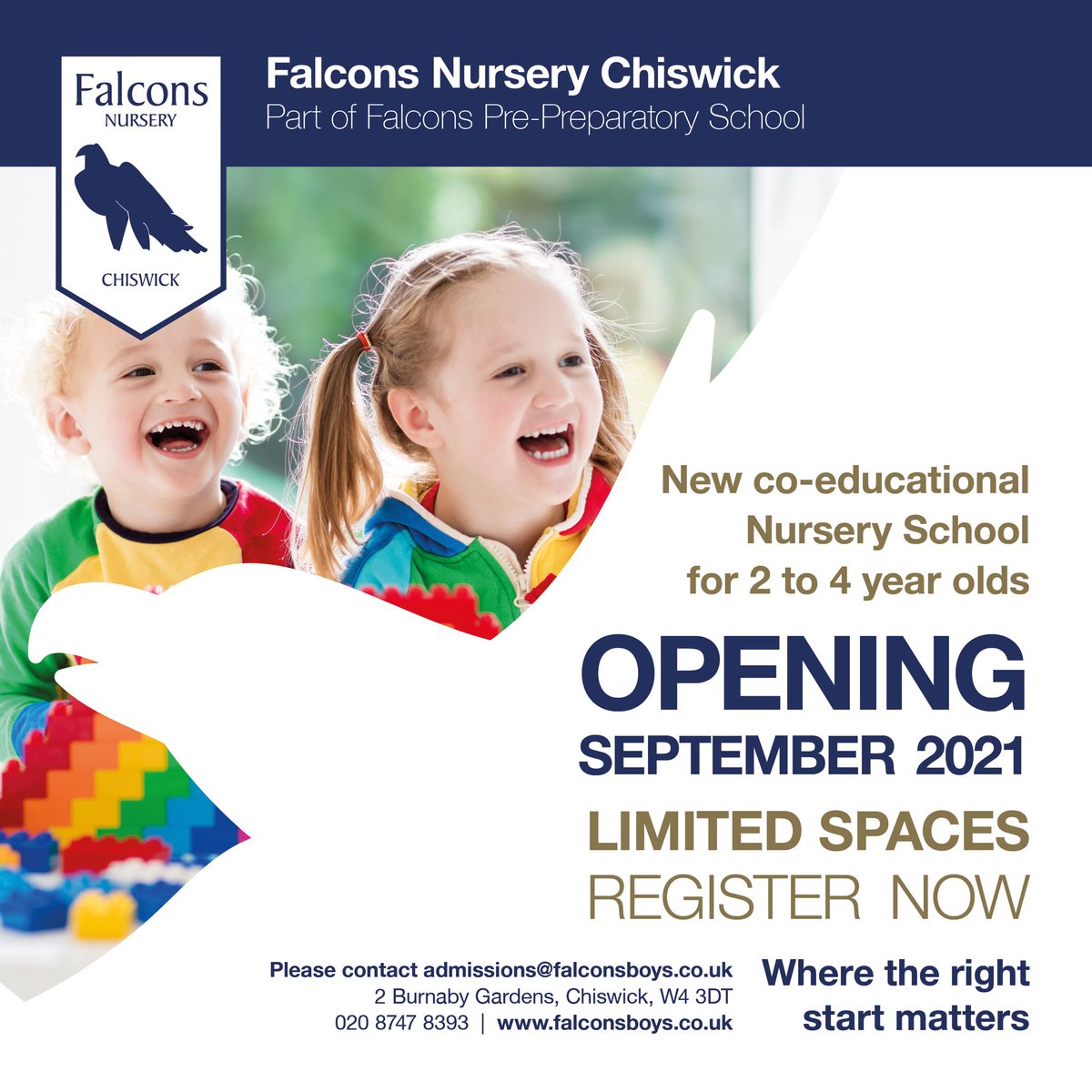 FalconsPrePrep's tweet photo. As Early Years specialists, we are SO excited to announce the launch of our new co-ed Nursery school for 2-4 year olds! Spaces available from September. 

#EYFS #school #nursery #london #education #learning #earlyyears #w4 #hounslow #chiswick #ealing #brentford #w5 https://t.co/ksAwpf6iN2