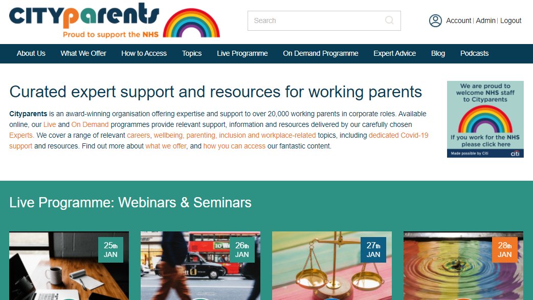 worklife_cent's tweet photo. Phew, its been a busy week at Cityparents, with the re-launch of our website! Our programme is now divided into Live and On Demand content and functionality has improved so you can search and filter both by content type and by topic. Any feedback welcome! https://t.co/B8pCnQxBA4 https://t.co/wUJkuZiZmP