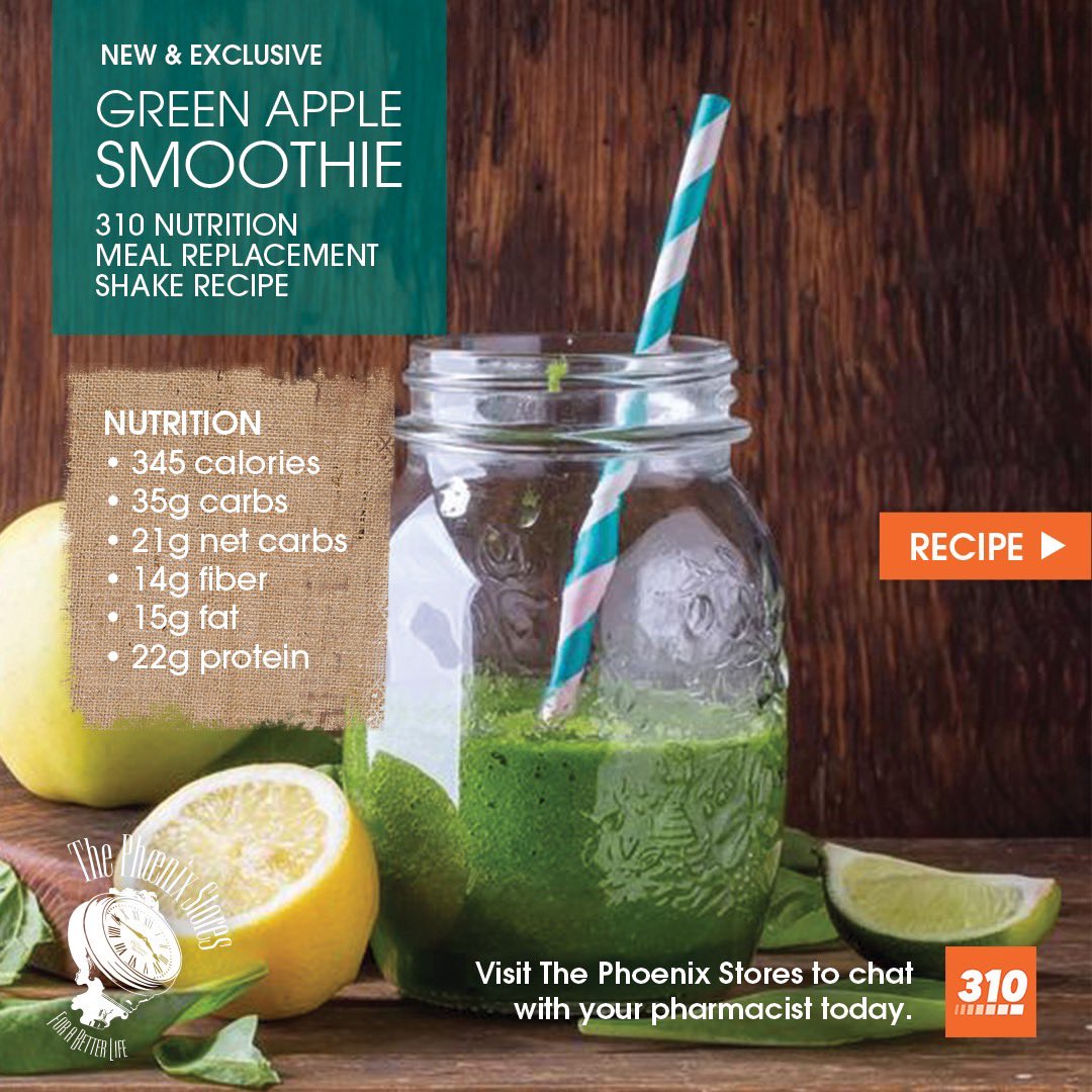 phoenix_bda's tweet photo. GREEN APPLE SMOOTHIE - MEAL REPLACEMENT SHAKE #310Nutrition #ThePhoenixStores. https://t.co/H3jqMKzlmf