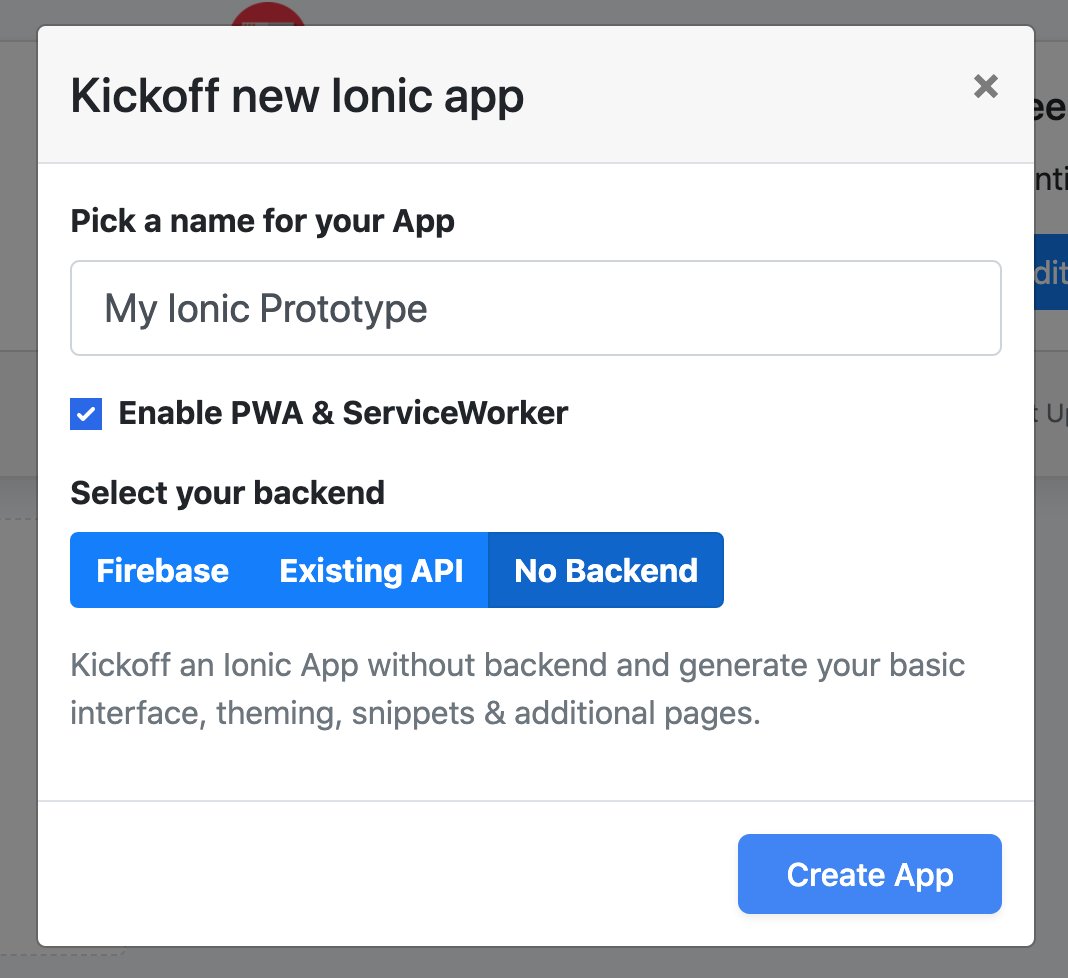 It's now possible to generate a new Ionic project without selection Firebase/API as your backend, meaning Kickoff can be used for quick prototyping 