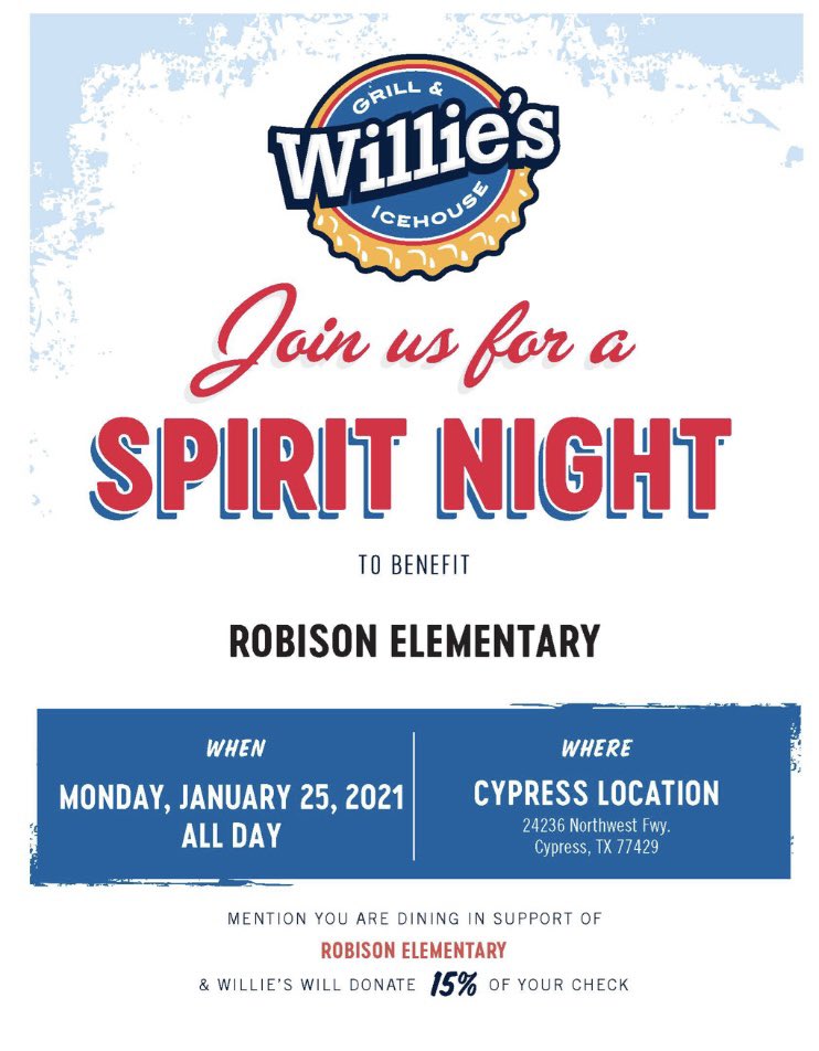 RobisonElemPTO's tweet photo. Meal planning made easy. This Monday! And NEW online orders make it even easier!!
#robisonpto #robisonstrong #lunch #dinner #willies #yum #helpourschool #patio https://t.co/ogVgd6s1BL