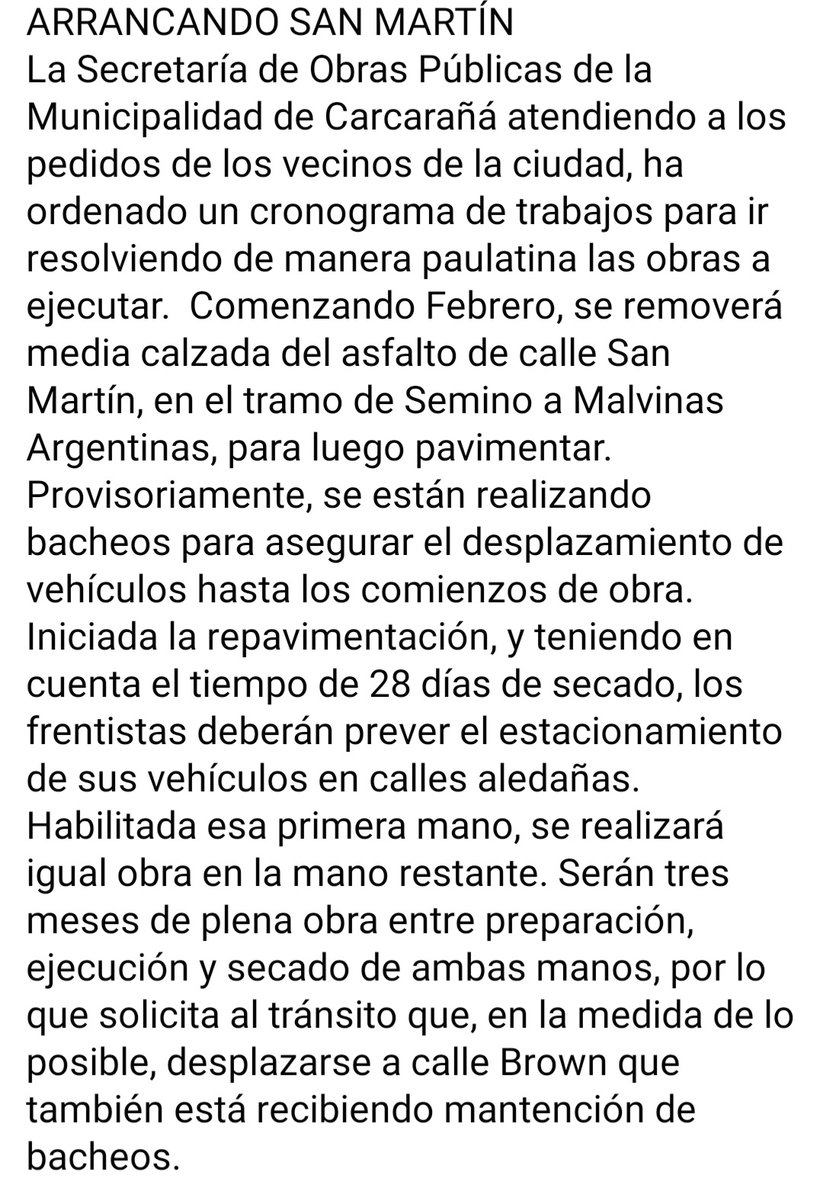 municarca's tweet photo. Siguen las Obras y empieza la repavimentacion de calle San Martin entre Juan Semino y Malvinas Argentinas https://t.co/T79C1J1DmA