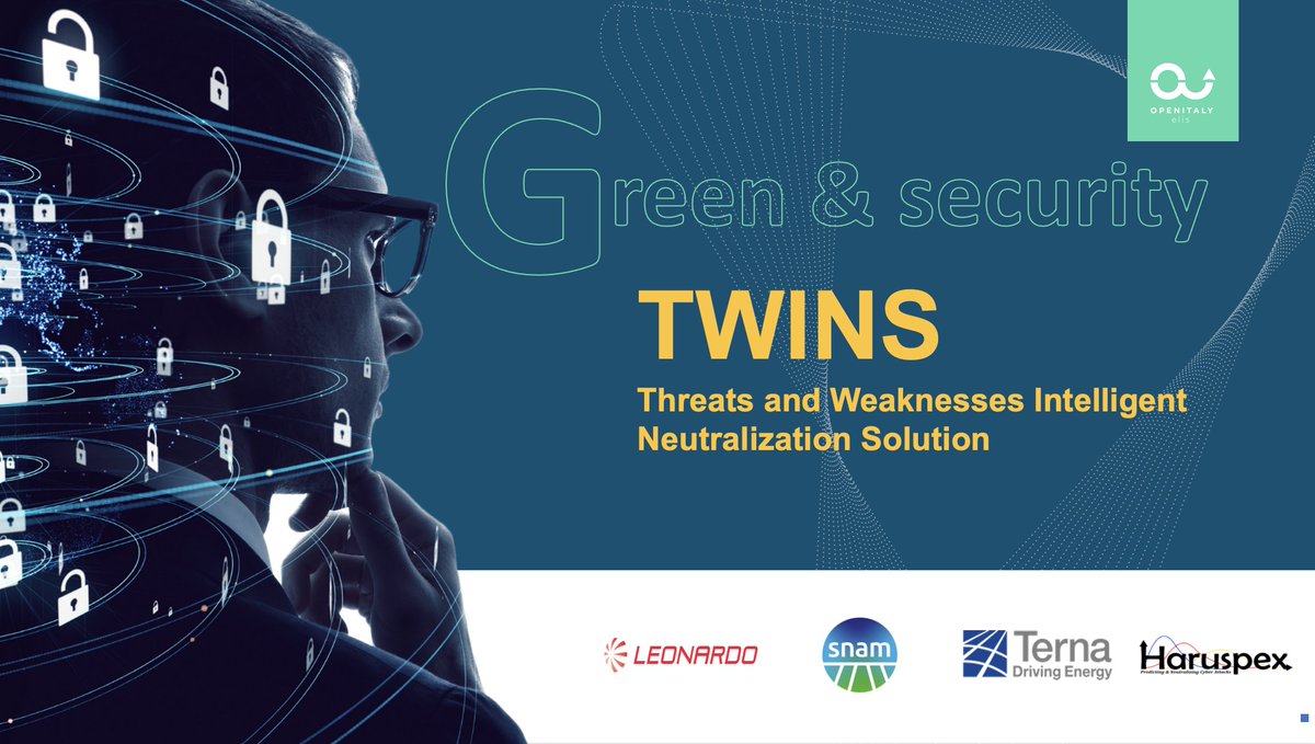 centroELIS's tweet photo. I temi della #Cybersecurity, #RiskPrediction e #Neutralization 👩🏻‍💻 al centro del progetto "TWINS" presentato da  @snam , @TernaSpA , @Leonardo_IT  e #HARUSPEX.

#OpeningOI2021  #OpenItalyELIS #InnovationTogether https://t.co/t19OW91Gkj