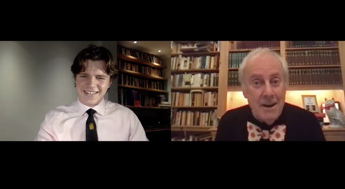 HamptonSchool's tweet photo. Thank you to all who joined us for #ThursdayNightIn to listen to the extraordinarily wise and witty Gyles Brandreth sharing the 7 Secrets of Happiness. Amazing @GylesB1! Thanks too to our School Captain, Jamie, for hosting so brilliantly ๐๐ https://t.co/LQ4GRGg8z0