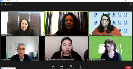 CAUT_ACPPU's tweet photo. Sending some love to / Merci à @basmith from @CAUT_ACPPU, Alannah McKay from @CFSFCEE, @kranalletta from @cupenat, France Filion from @psac_afpc and Larry Brown from @NUPGE <3 https://t.co/KIDz5ZsbEs