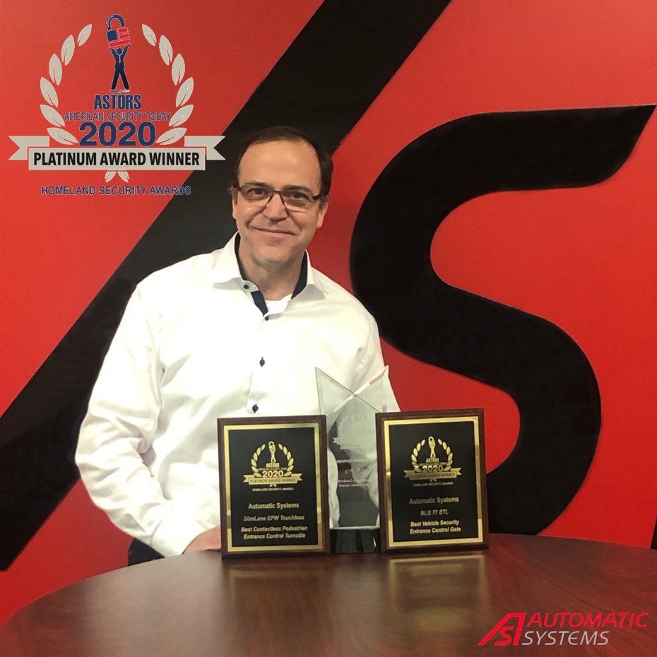 Automatic_ASA's tweet image. #automaticsystems #blg77 &amp;amp; #slimlane win ASTORS Platinum Homeland Security awards. Best #vehicle #security #entrance #gate. Best #pedestrian #contactless #turnstiles