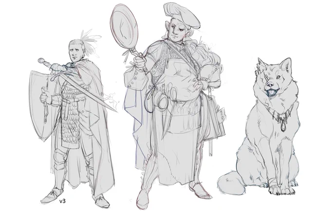 Sketch of the warrior sidekicks from Tasha's Cauldron of Everything! I tend to get given a lot of dogs and wolves to do, it's always fun. Recently I ask for characters too, to practice! Kate Irwin is an awesome AD who always gives great assignments 