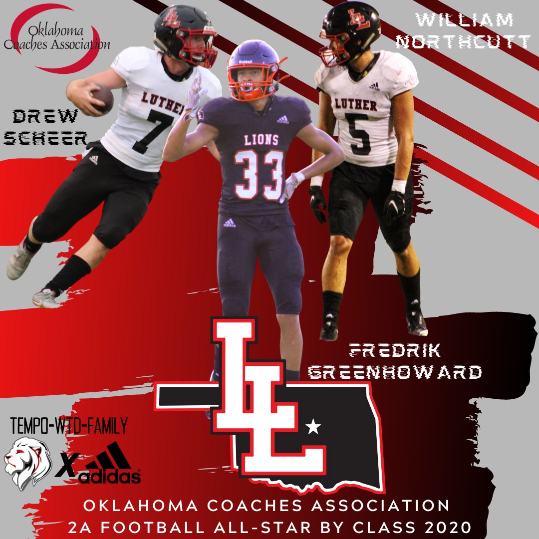 Luther Lion Football (@lhsfootball_wtd) on Twitter photo Congratulations to <a href="/_fredrik_33/">Fredrik Greenhoward</a> <a href="/Scheer_Drew7/">Drew Scheer</a> & <a href="/Will_Northcutt5/">William Northcutt</a> for being named OCA 2A West All-Star by Class today.
Well deserved. Difference makers on and off the field.
#Tempo #WTD #Family Congratulations to <a href="/_fredrik_33/">Fredrik Greenhoward</a> <a href="/Scheer_Drew7/">Drew Scheer</a> & <a href="/Will_Northcutt5/">William Northcutt</a> for being named OCA 2A West All-Star by Class today.
Well deserved. Difference makers on and off the field.
#Tempo #WTD #Family