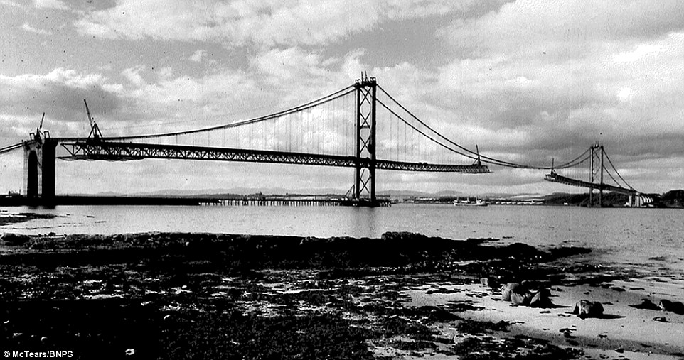 These photos were taken during tbe construction of the Forth Road Bridge for engineering firm Sir William Arrol & Co which produced and installed the steelwork for the bridge. They were retained by a member of staff who cleared out the offices when the firm went bust in the 1980s
