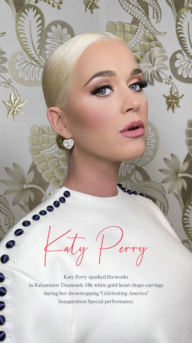 Rahaminov's tweet photo. @katyperry Sparks Fireworks in Rahaminov Diamonds during her show stopping 'Celebrating America' Inauguration Special Performance. https://t.co/ba8ay8xzgy
