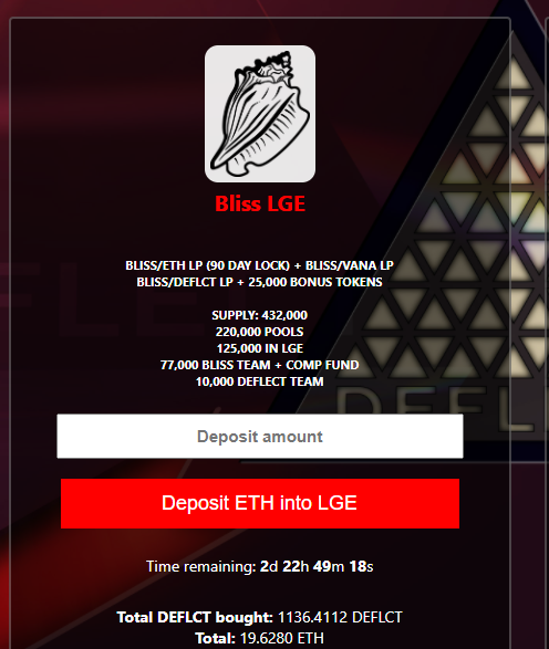 $VANA <a href="/NirvanaDefi/">Nirvana Defi</a> 

LGE taking place on the $DEFLCT @deflectprotocol launchpad. 
$BLISS / $VANA LP to Earn wBTC

My telegram will also be hosting them for an #AMA tomorow: t.me/GFCRYPTO

Enter here: deflectprotocol.io

x.com/Bullrun_Gravan…