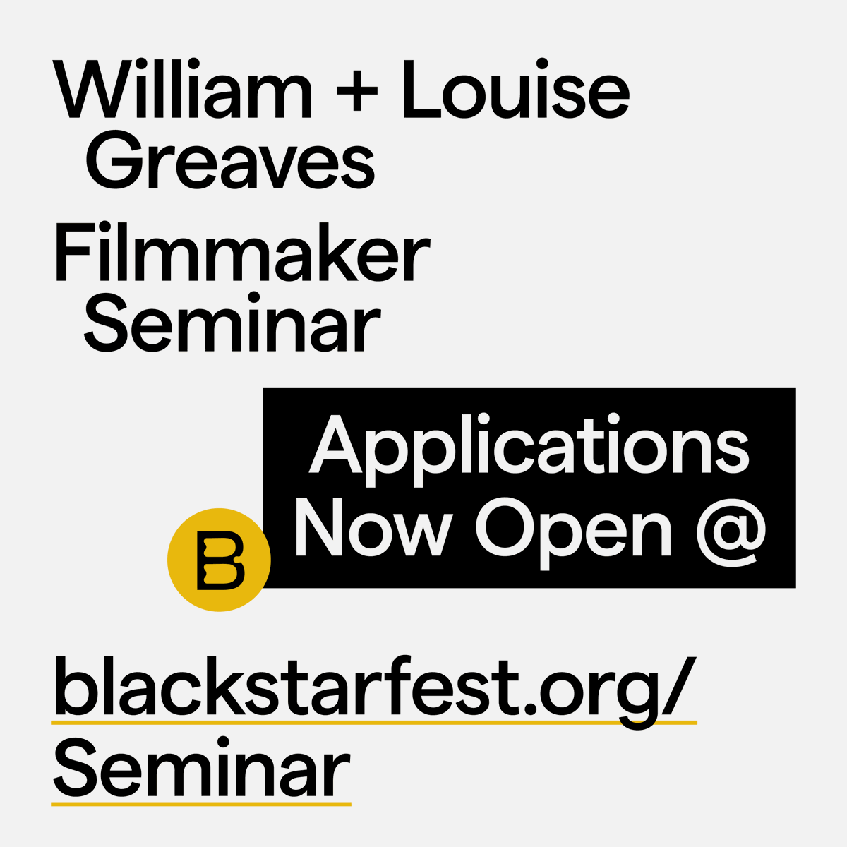 BlackStarFest's tweet photo. Announcing the William and Louise Greaves Filmmaker Seminar! A three-day gathering for Black, Brown, and Indigenous artists working in cinematic realms, hosted by BlackStar. Apply by January 31: https://t.co/Q1KMVnooEy https://t.co/cKkGsbHpQO