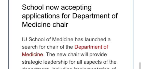 I am perfect for this position.

When should I come in for my interview, <a href="/IUIntMed/">Indiana University Internal Medicine</a>?