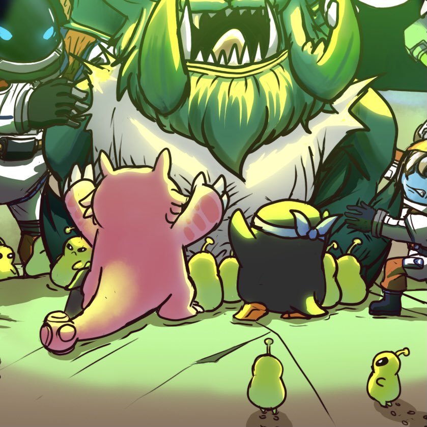 FMan6666's tweet photo. Entry for @LeagueOfLegends 2021 fanart contest! Mega Gnar and his buddies! #LeagueOfLegendsFanArt #LeagueOfLegends #astronaut #gnar #teemo #nautilus #poppy #bard #justbardthings https://t.co/2d1usM3GkX