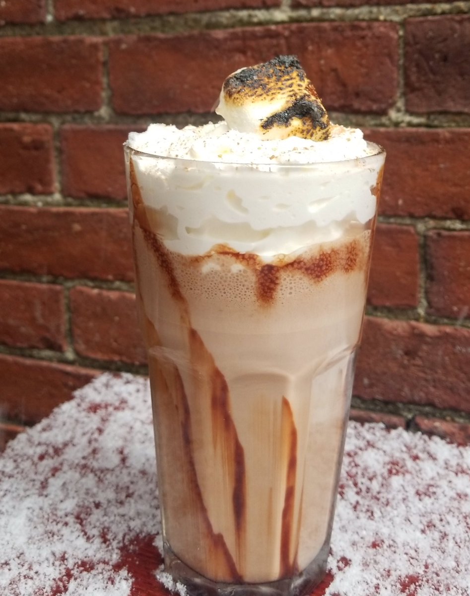 Missing a taste of the great outdoors?
 Our S’morescraft hot chocolate is a delicious mix of milk chocolate ganache, toasted marshmallow syrup, and cinnamon. All topped off with whipped cream, cocoa graham crackers, and a toasted marshmallow!