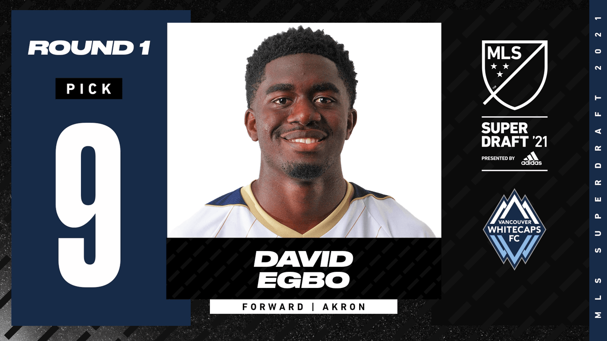 At #9, <a href="/ZipsMSoc/">Akron Zips M Soccer</a> forward David Egbo goes to <a href="/WhitecapsFC/">Vancouver Whitecaps FC</a>. #SuperDraft