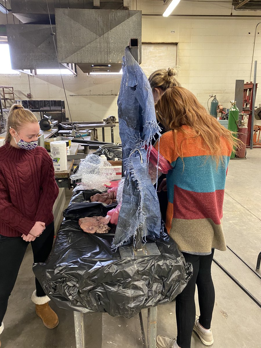 the_irish_aggie's tweet photo. Don’t have an actual cow to breed in your repro unit?? Not a problem- find repro tracts, a metal frame, an old tarp, and some bubble wrap! #tpod #LearningByDoing #AnimalRepro https://t.co/WL1cKvoGkL