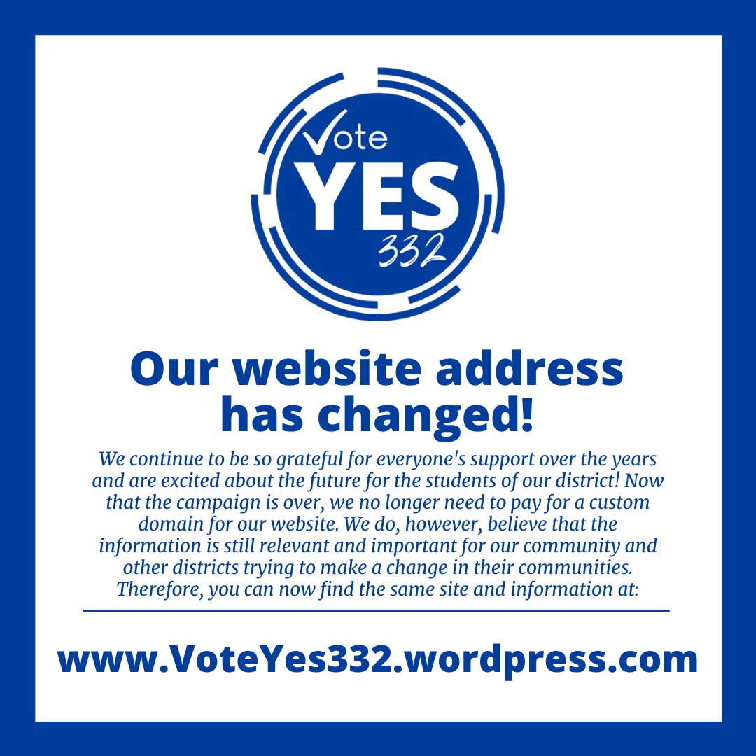 Same information. New address. Thank you again, 332! You're amazing!

VoteYes332.wordpress.com