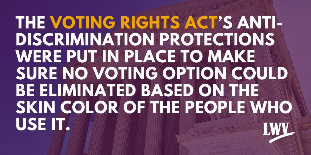 This week, LWV of the US &amp; <a href="/LWVAZ/">League of Women Voters of Arizona</a> filed amicus briefs in Brnovich v. DNC, a case before SCOTUS which addresses Arizona rules that limit the use of voting practices mostly used by people of color - in clear violation of the VRA. More: bit.ly/39MI0De