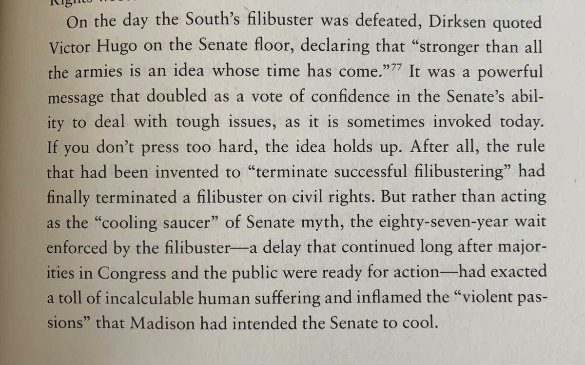 In Kill Switch I show how the Senate now applies the standard it used to block civil rights to all issues. There’s no wisdom in this delay, just plain old obstruction. That evolution runs though Richard Russell (a white supremacist) and Mitch McConnell.  https://wwnorton.com/books/9781631497773