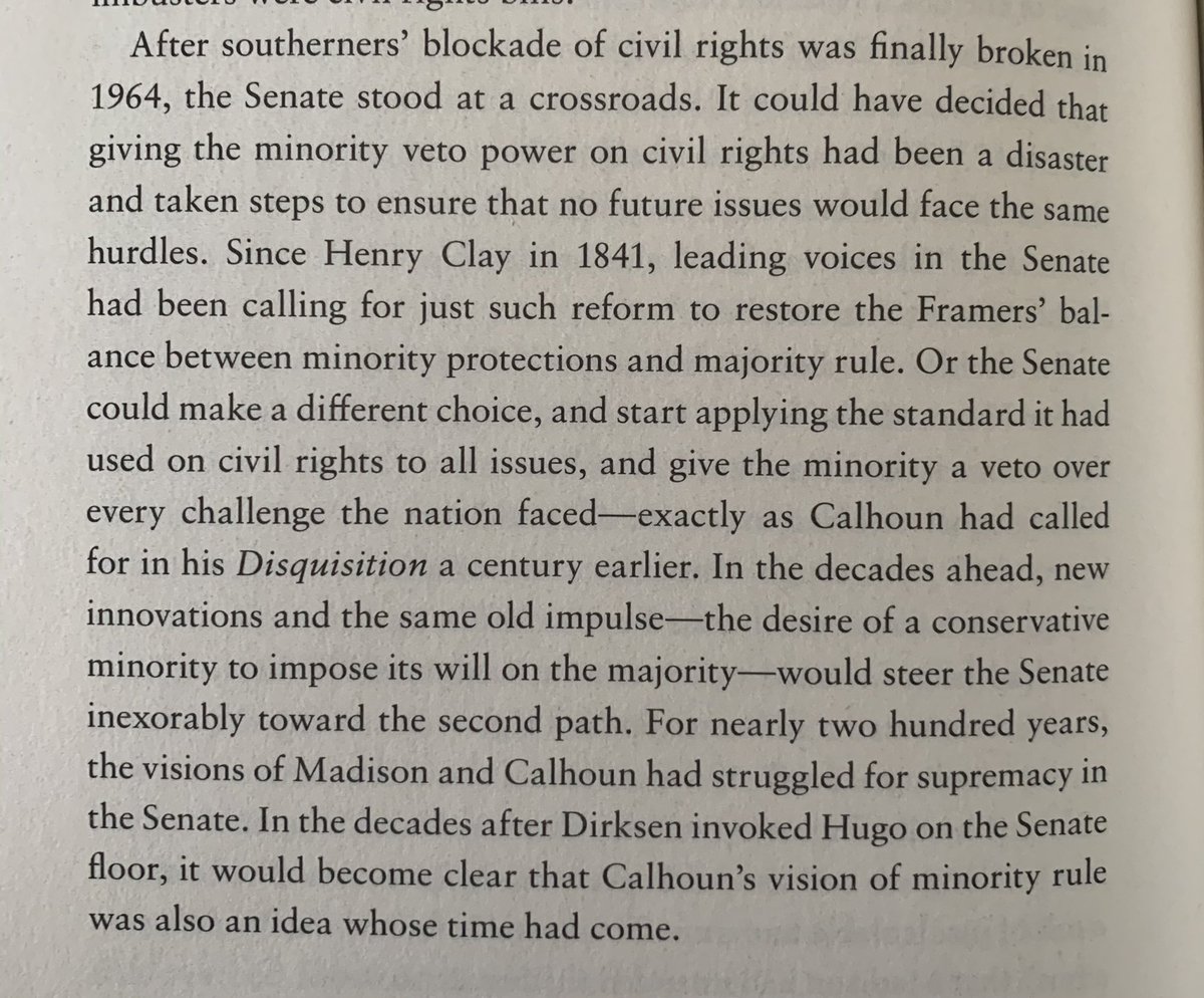 In Kill Switch I show how the Senate now applies the standard it used to block civil rights to all issues. There’s no wisdom in this delay, just plain old obstruction. That evolution runs though Richard Russell (a white supremacist) and Mitch McConnell.  https://wwnorton.com/books/9781631497773