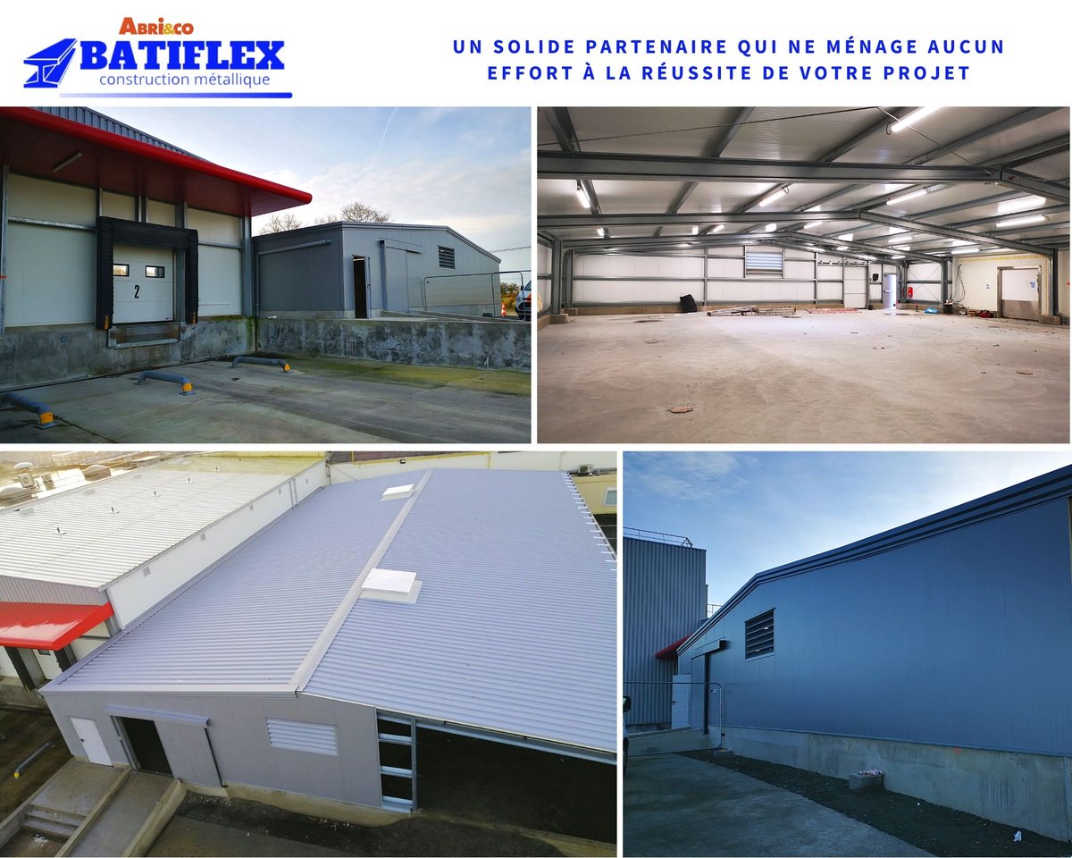 ABRIANDCO's tweet photo. Extension du site industriel . Maître Coq un bâtiment de la gamme BATIFLEX d'ABRI And CO pour sa fiabilité , prix au m²,qualité et la rapidité de montage (540m² en 1 semaine). https://t.co/fGIsnxe55V