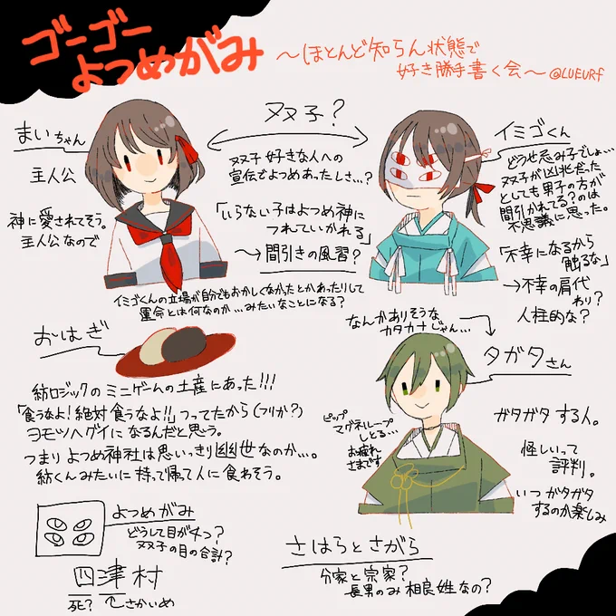 よつめがみをほぼ知らない状態で好き勝手想像してみた 