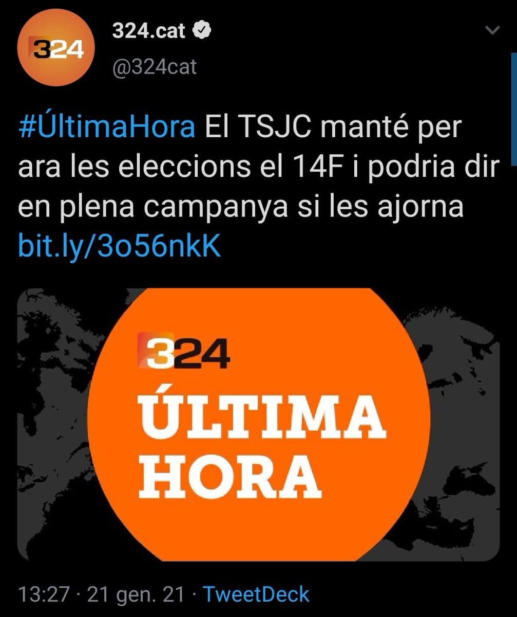 🔥El TSJC vol decidir quan fer o no eleccions! Aquest és el nivell autonòmic. Nosaltres oferim l'alternativa: aplicar el mandat vigent del 1r d'octubre perquè ni aquest ni cap altre tribunal ens obligui a viure en una democràcia de baixa qualitat #FemHo INDEPENDÈNCIA