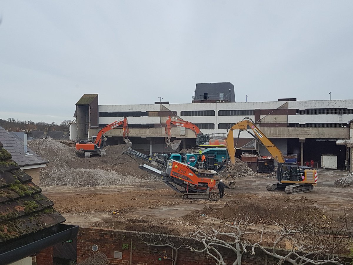 HertfordMuseum's tweet photo. Well that's new! Hello Bircherley Street! Also exciting dystopian future/Terminator style views! #demolitionwatch https://t.co/NR55QHZ0Mr