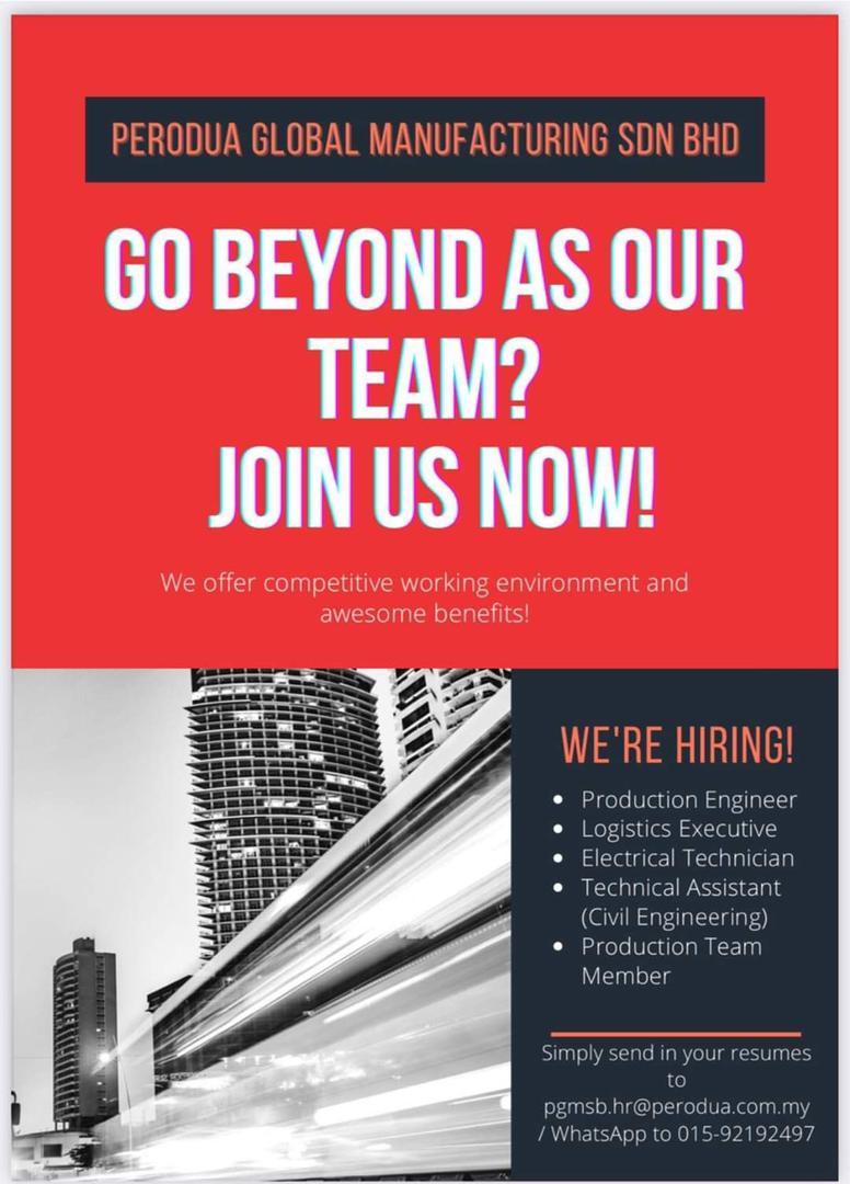Getme Hired On Twitter Perodua Global Manufacturing Is Hiring Production Engineer Logistic Executive Electrical Technician Technical Assistant Think You Have What It Takes Send In Your Best Resumes Now To