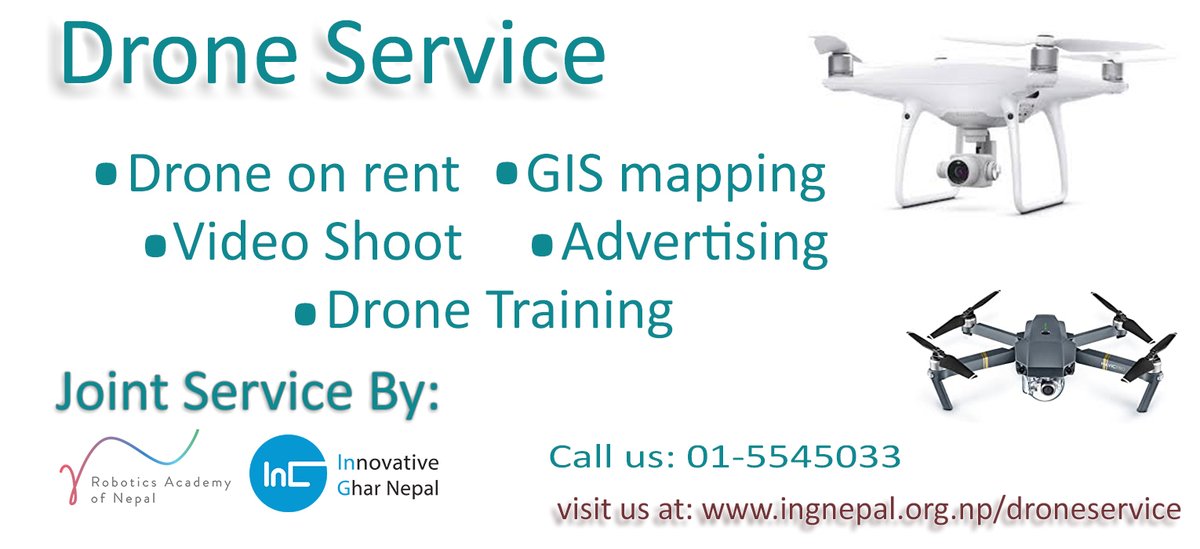 InnovativeGhar's tweet photo. Do you know that Innovative Ghar Nepal in collaboration with @RANNepal  has been providing Drone service. If you are looking for any kind of drone support in #Nepal you can always remember us. 
https://t.co/inVSeG33H1
#drone
#ingnepal
#ran
#RoboticsInNepal https://t.co/54DbZ4wtvr