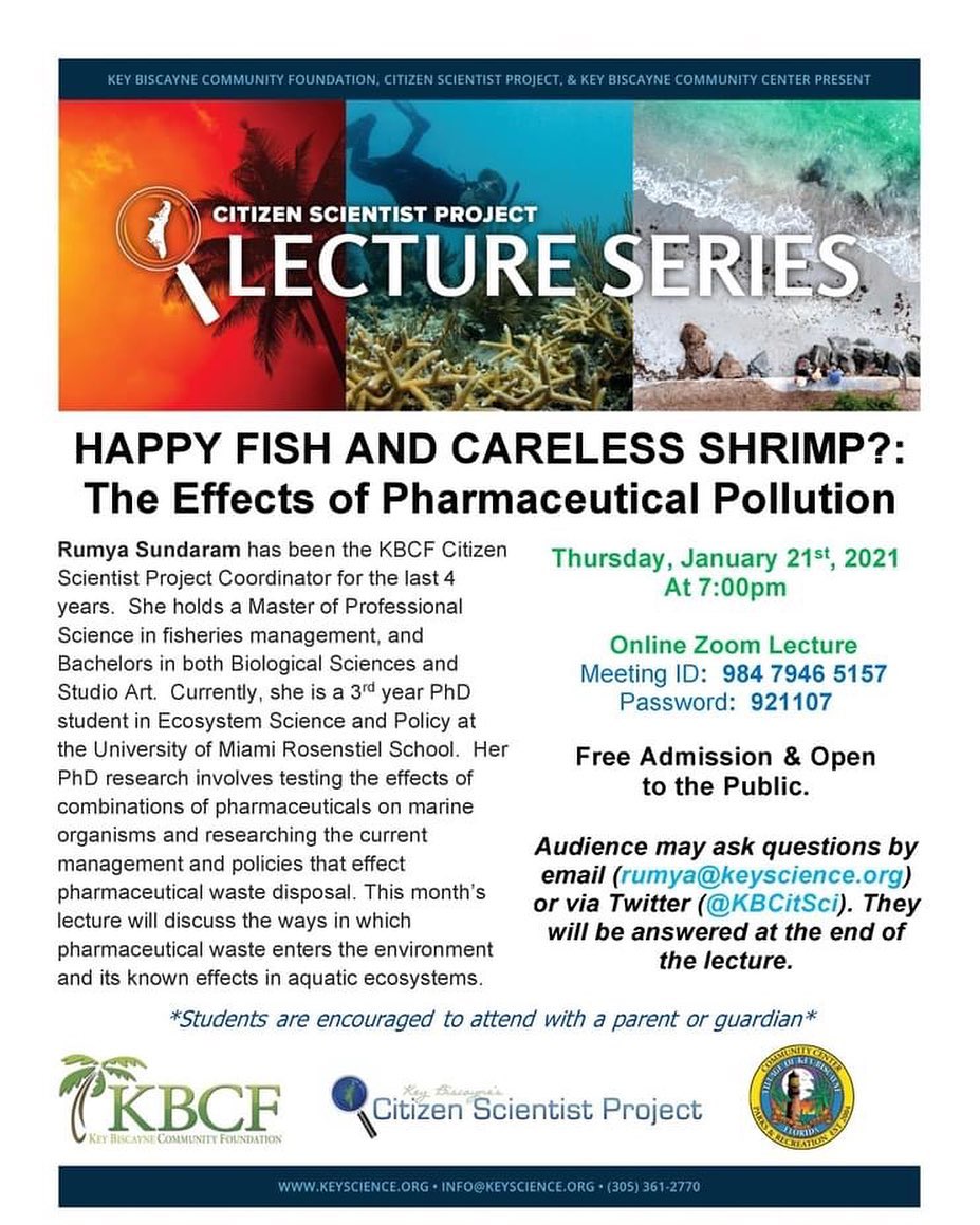 KBCFoundation1's tweet photo. Join @KBCitSci Project Coordinator Rumya Sundaram TONIGHT at 7pm for a Zoom Lecture on Pharmaceutical Pollution and its effects on fish and shrimp.๐ ๐
Log in details are on the flyer.
#kbstayhome #kbcitsci https://t.co/jiMCfcptpq
