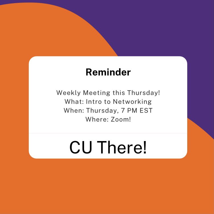 CU_Cyber's tweet image. Hey Hackers! Weekly meeting tonight at 7 on Zoom! The topic for tonight is Intro to Networking! CU there!