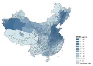 Greater out-migration of the college-educated from polluted areas is clearly evident even in the raw data in China (see maps), but we use multiple data sources and empirical techniques to uncover the causal effect of pollution on emigration