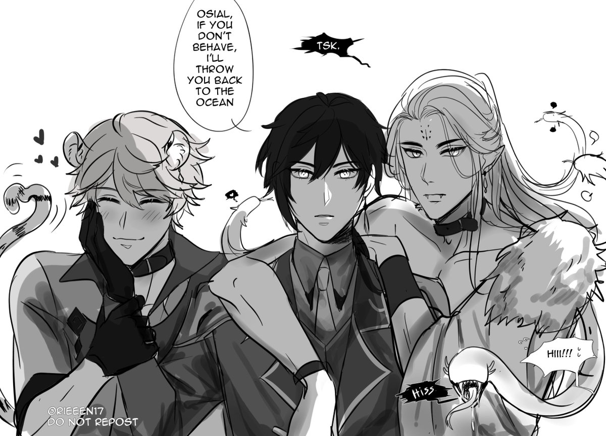 🐯Childe > 🔶Zhongli <🐍 Osial doodle

Whenever they go on a stroll, they always catch everyone's attention..the two LOVES to cling on to Zhongli and sometimes fight lol thankfully Zhongli can keep them under control
#Tartali #Osirax #Chilial #タル鍾