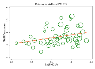 As skilled workers leave, firms need to pay them more to get them to stay. Returns to skill rise in polluted cities. Lowering pollution would bring back the skilled to where they would be most productive, raising incomes.