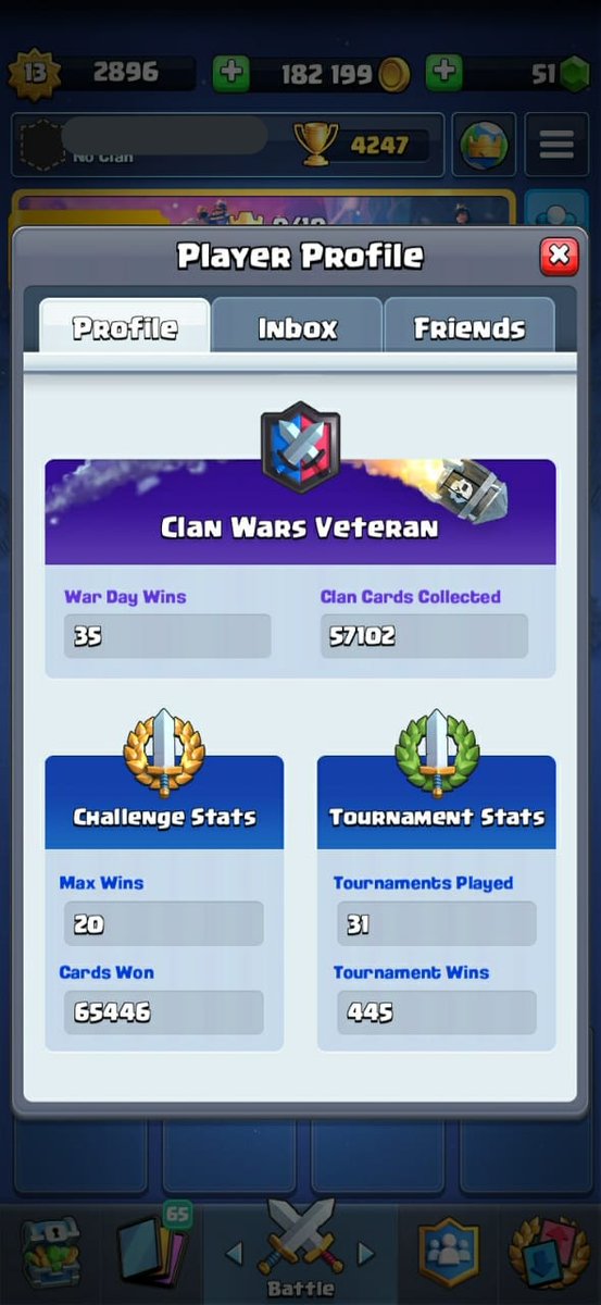 ⚠️Se vende cuenta de CR⚠️

•20 Victorias.
•Emote del desafío 20W CRL.
•Nivel 13.
•Todas las cartas a nivel de reglas de torneo o superior (varias max).
•+65k GD.

•Cualquier duda o consulta que tengan estaré respondiendo md.

•Se agradece la difusión.❤️🔃