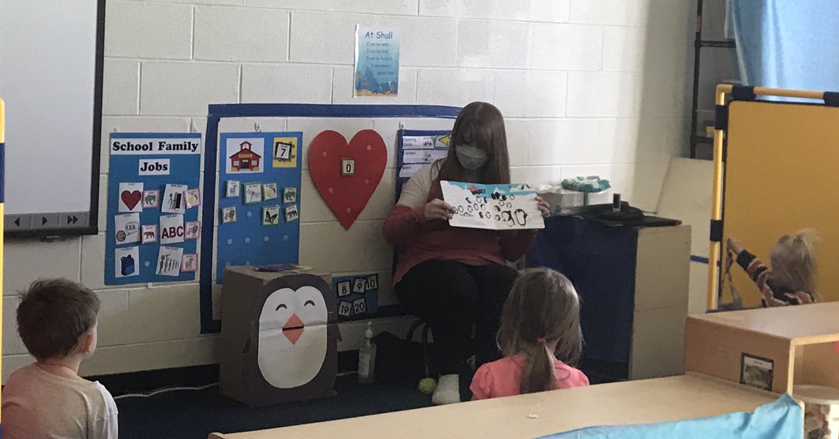 ShullELC's tweet photo. Students are feeding the penguin fish shapes in Ms. Butler’s early childhood classroom @ShullELC  Classroom culture of kindness, respect, &amp; high expectations @RayPec https://t.co/yxDGL91Lju